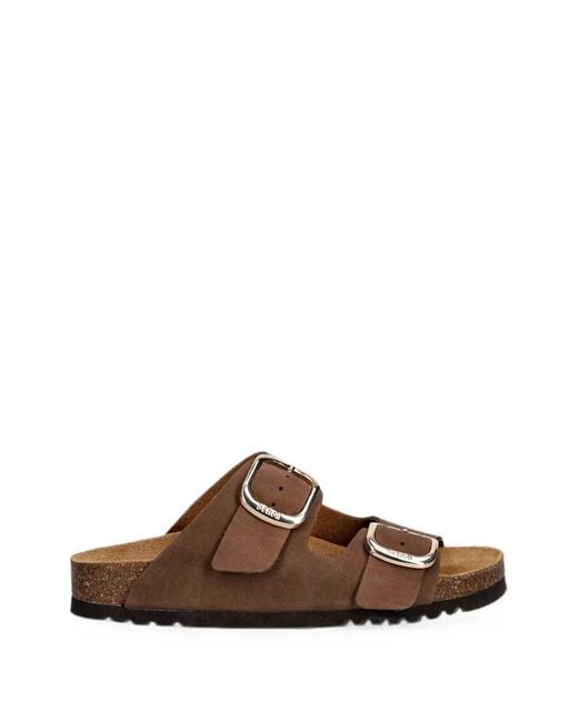 Scholl Brown Noelle Buckle-Fastening Slides