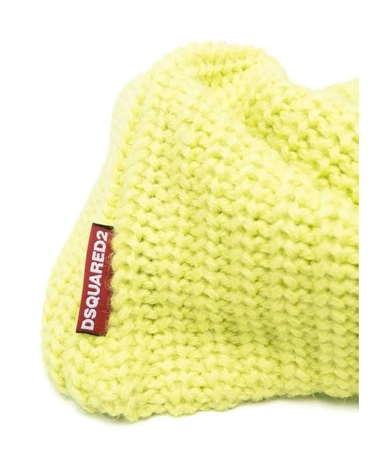 DSquared² Yellow Logo-Patch Detail Collar Scarf