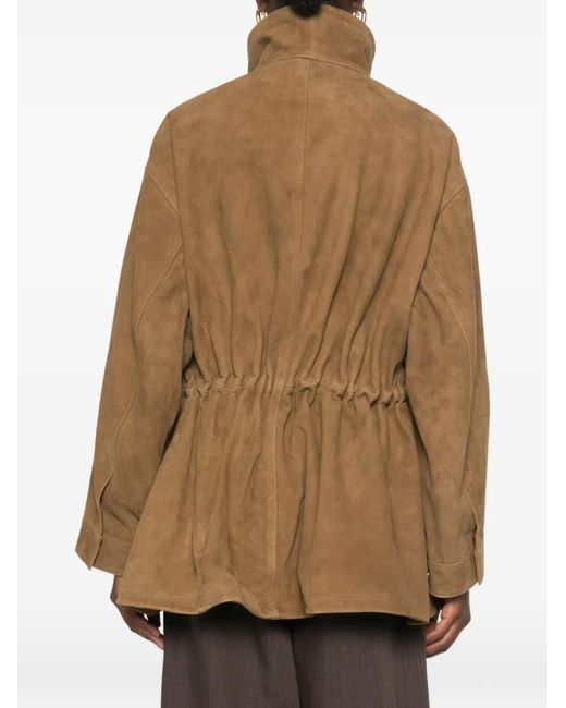 Rohe Natural Drawstring-Waist High-Neck Jacket