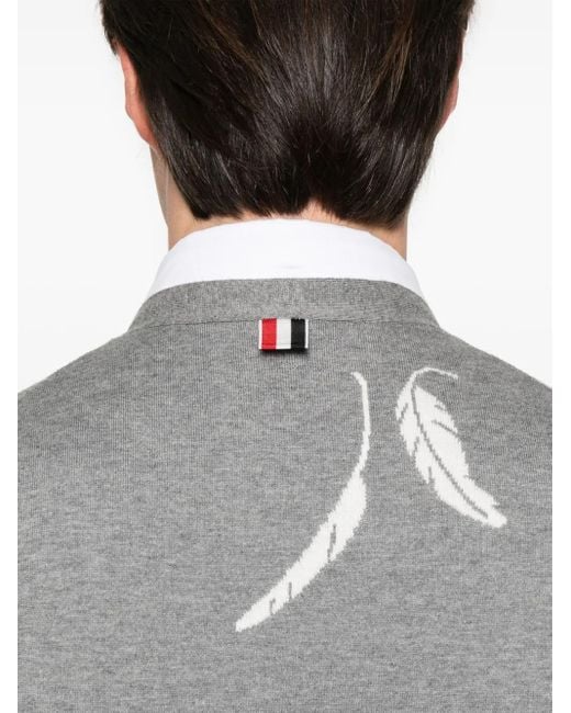 Thom Browne Gray 4-Bar Stripe Cardigan for men