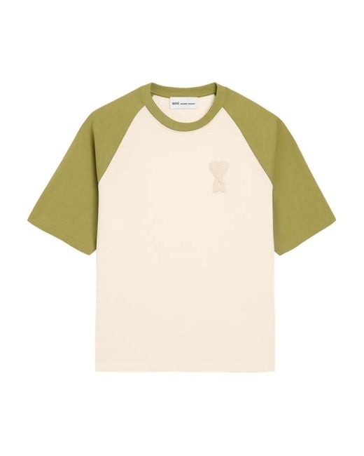 AMI Yellow And Cotton Ami De Coeur Knitted Patch T-Shirt