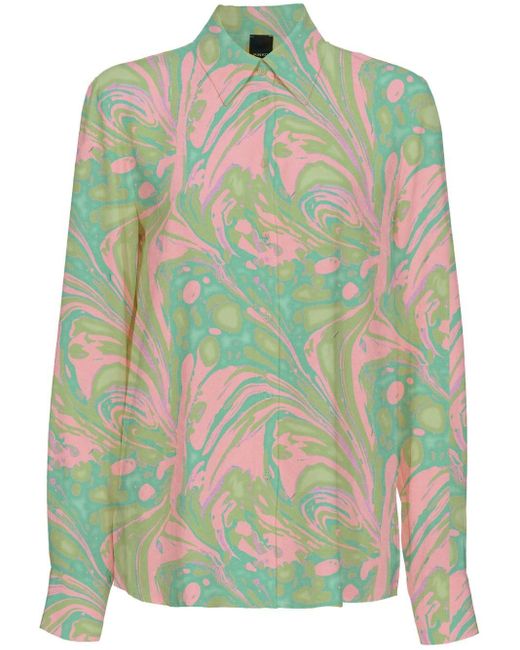 Camisa con estampado abstracto Pinko de color Green