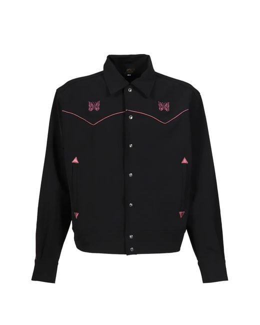Needles Black Embroidered-Detail Shirt Jacket for men