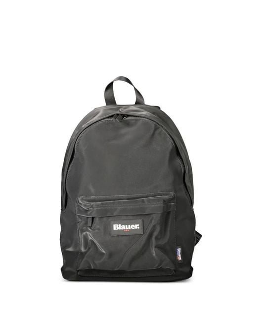 Blauer Gray Logo-Patch Zip-Pocket Backpack for men