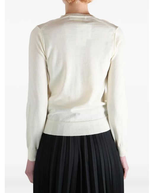 Comme des Garçons White Floral-Appliqué Cardigan