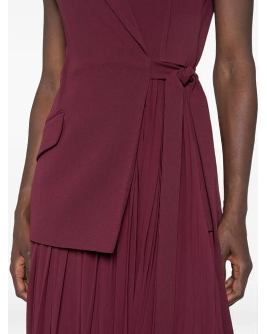Jonathan Simkhai Purple Pleated Asymmetric-Hem Dress