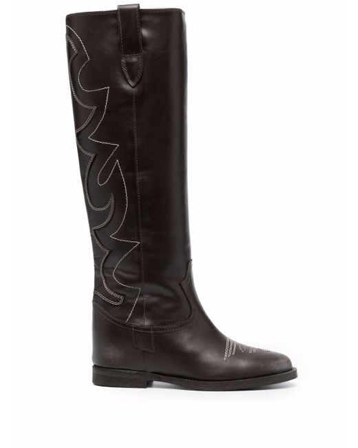 Via Roma 15 Brown Western-style Knee-high Boots