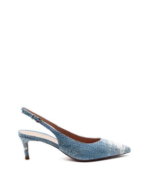 Festamilano Blue Bruny Pointed Buckle Denim Pumps