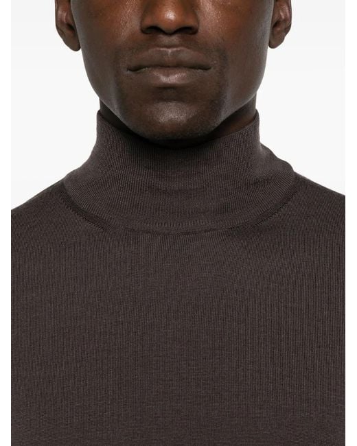 Canali Gray High-Neck Wool Sweater for men