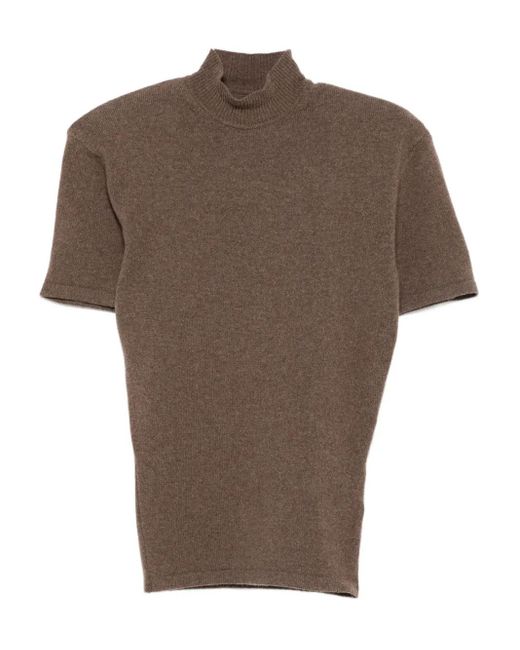 Jacquemus Truien & Vesten ,Bruin ,Wol Bruine Mock Neck Sweater Korte Mouwen in het Brown