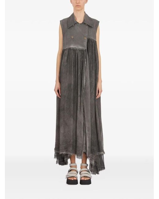 SANCTAMUERTE Gray Gilet Long À Bords Francs