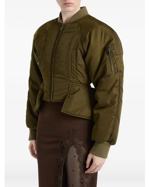 Balmain Nylon Peplum Jack in het Green
