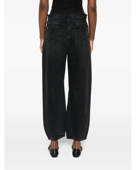 Jean Ample À Taille Frangée Patrizia Pepe en coloris Black