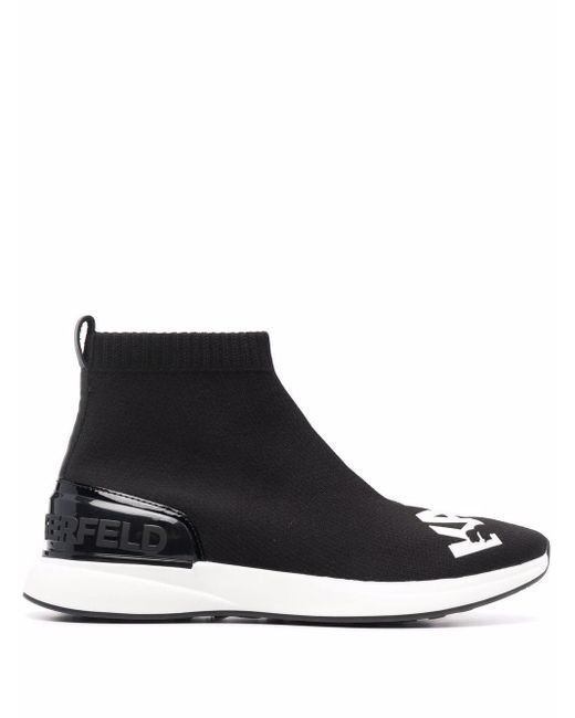 Karl Lagerfeld Leather Finesse Legere Logo Sneaker Boots in Black | Lyst  Canada