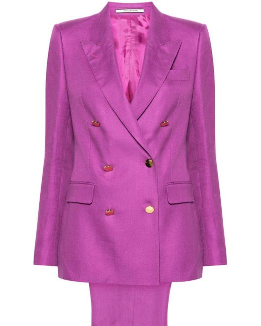 Tagliatore Purple Double-breasted Linen Suit