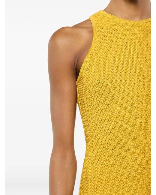 Laneus Yellow Sleeveless Knitted Dress