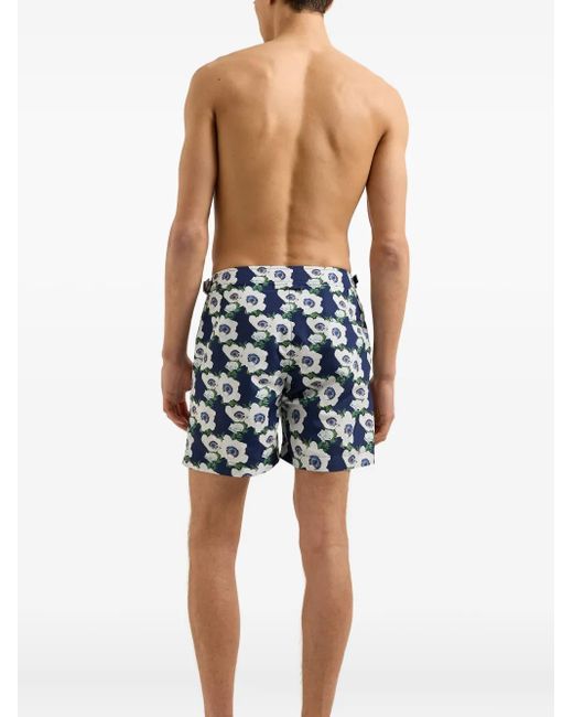 Orlebar Brown Blue Bulldog Floral-Print Swim Shorts for men