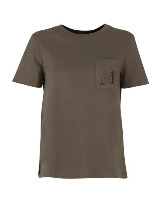 Max Mara Green T-Shirt mit bestickter Tasche