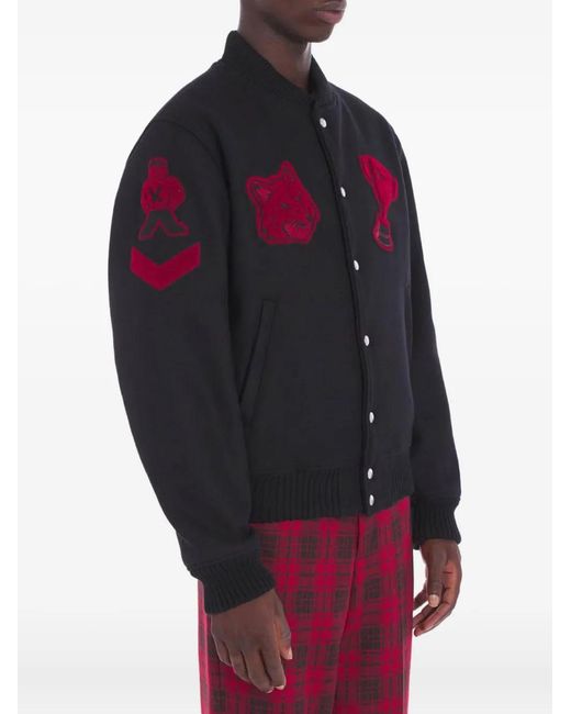 Maison Kitsuné Black Appliqué Button Jacket for men