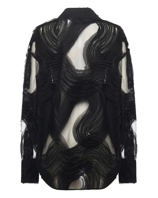 Genny Black Wave-Motif Shirt