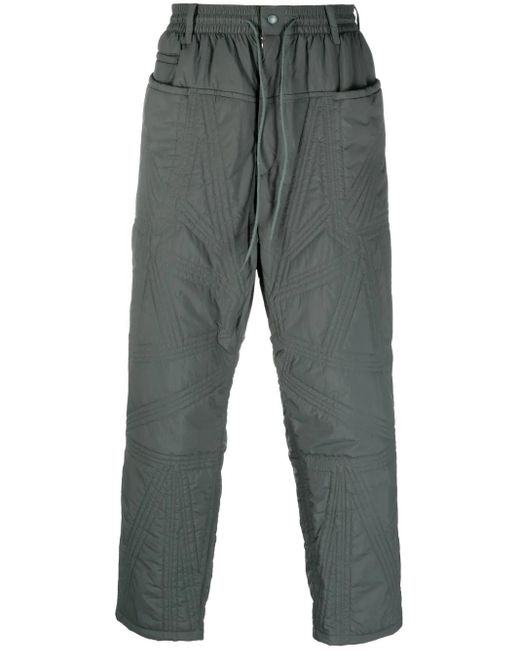 Y-3 Gray Quilted Drawstring-Waist Trousers for men