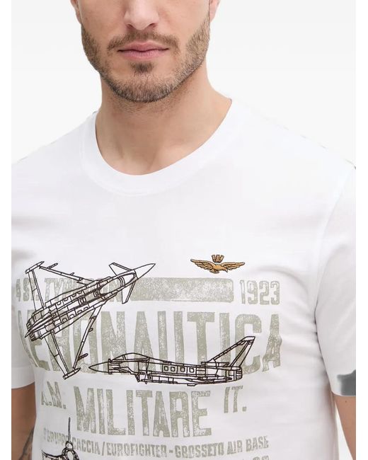 Aeronautica Militare White Graphic-Print T-Shirt for men