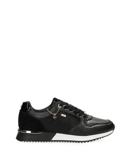 Mexx Black Glitter-Panelled Charm-Detail Sneakers