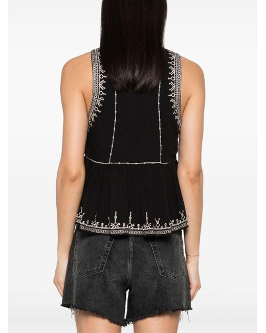 Isabel Marant Black Bestickte Pagos Bluse