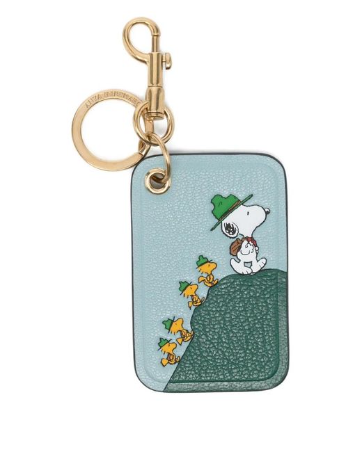 Anya Hindmarch Green X Peanuts Snoopy Key Ring