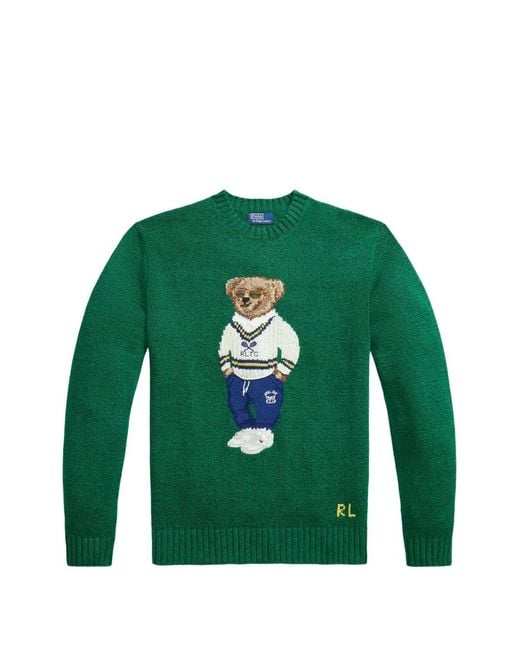 Polo Ralph Lauren Green Polo Bear Intarsia-Knit Sweater for men
