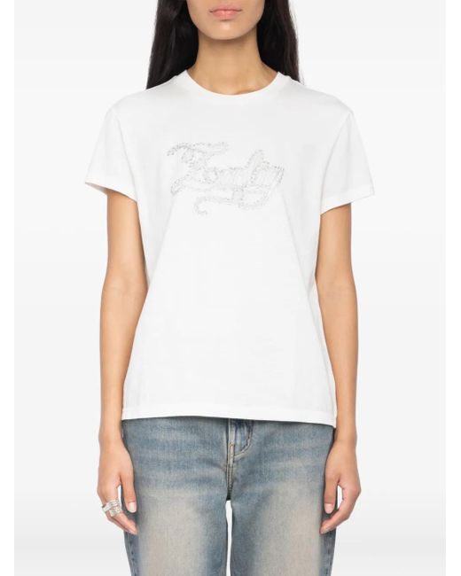 Camiseta con logo y detalles de cristal Zadig & Voltaire de color White