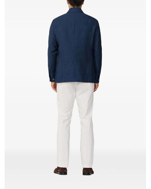Hackett Blue Melange Chambray-Linen Jacket for men