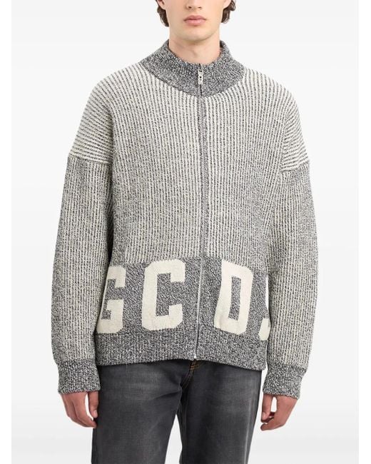 Gcds Gray Logo Cardigan for men