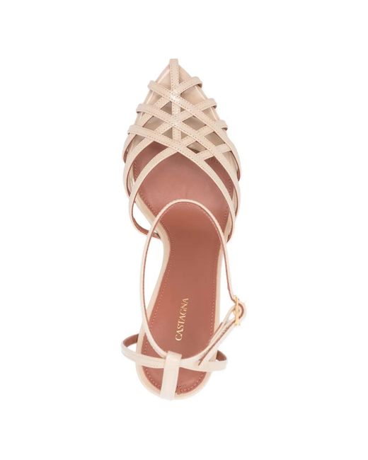 Castagna Pink Woven-Design Heeled Pumps