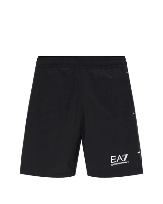 EA7 Black Short À Logo Imprimé for men