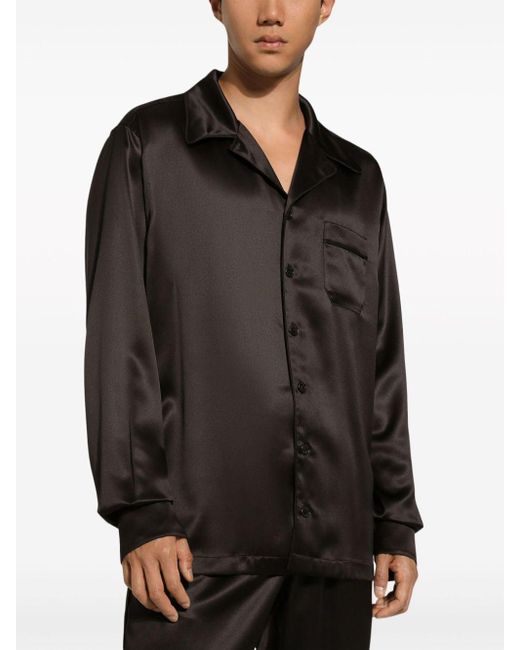 Camisa con cuello cubano Dolce & Gabbana de hombre de color Black