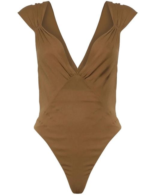 Saint Laurent Brown Semi-Sheer Bodysuit