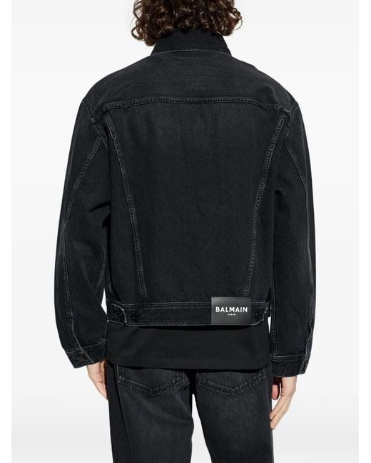 Balmain Black Button-Up Denim Jacket for men