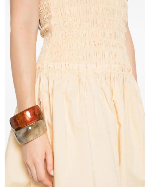 Faithfull The Brand White Carmen Shirred-Bodice Mini Dress