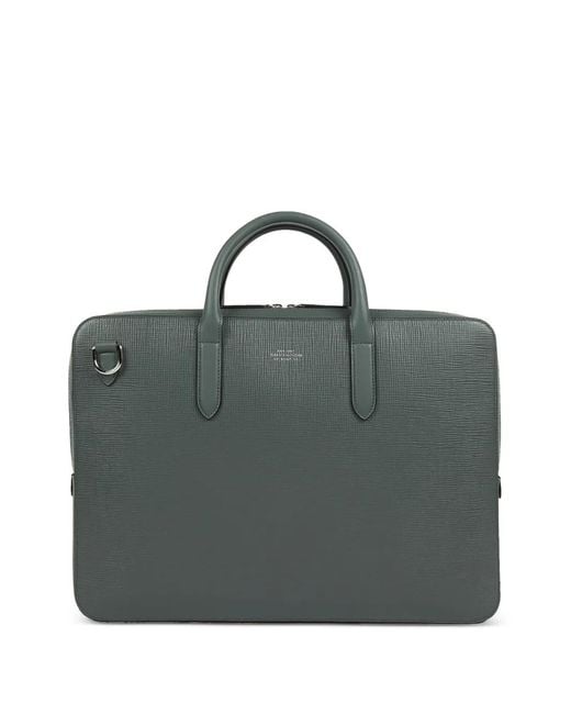 Smythson Black Panama Large Briefcase