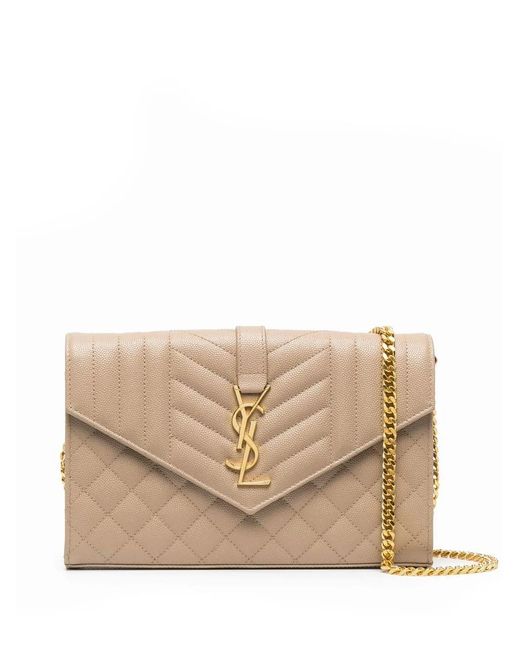 Saint Laurent Natural Cassandre Chain Wallet