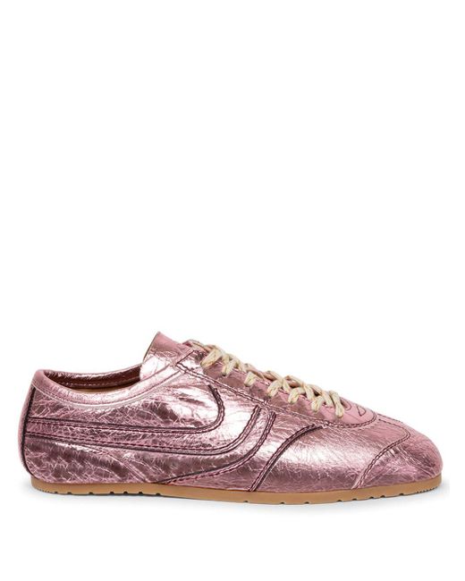 Dries Van Noten Pink Metallic Leather Sneakers