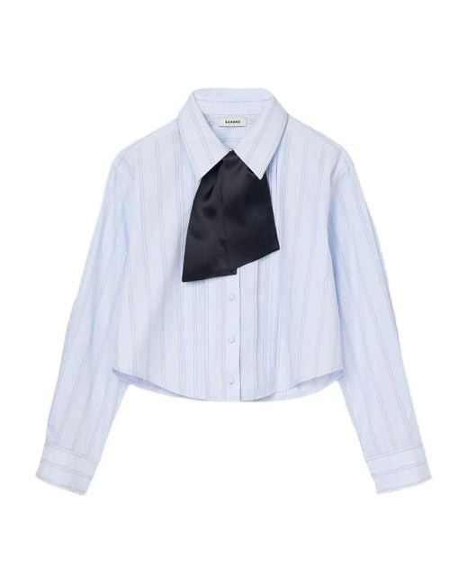 Camisa a rayas con botones Sandro de color White