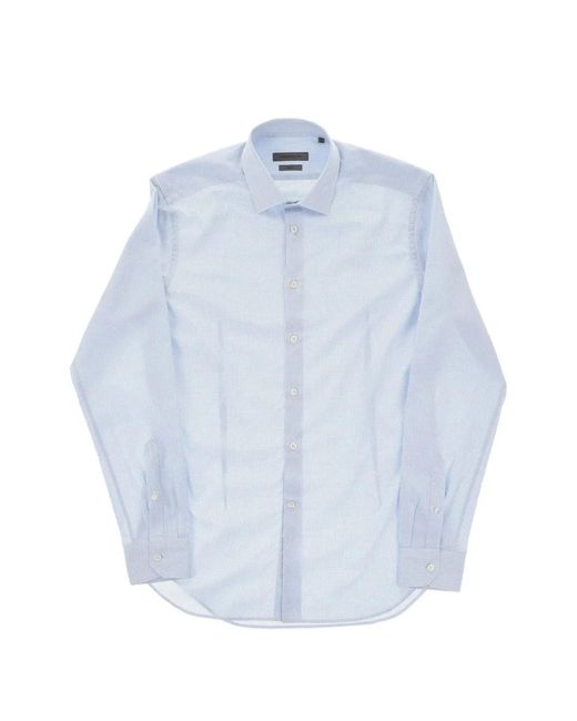 Corneliani Blue Checked-Pattern Slim-Fit Shirt for men