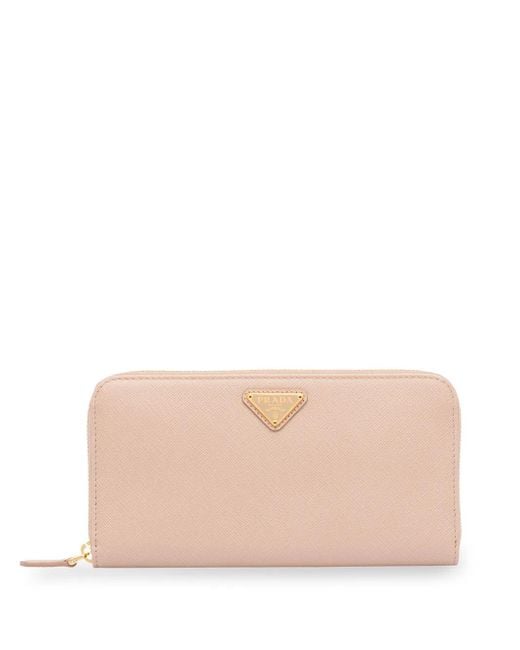 Prada Pink Large Leather Logo Plaque Wallet