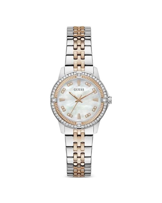 Guess White Round-Case 32Mm Watch