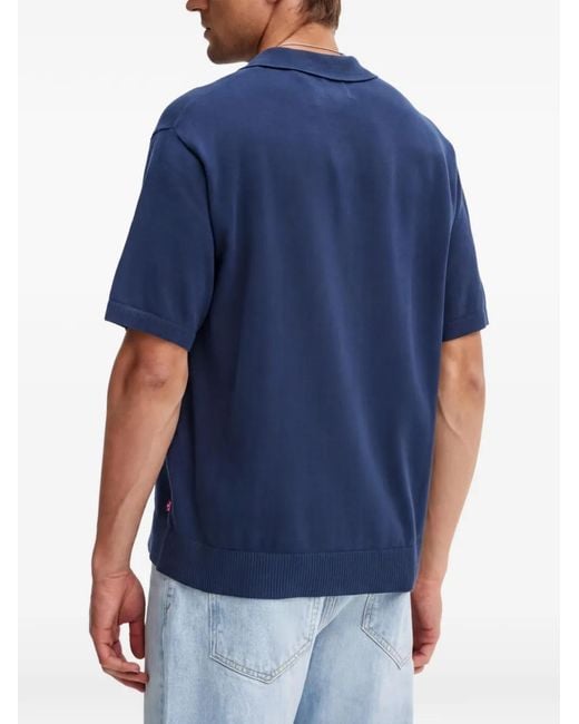 Levi's Blue Short-Sleeve Knitted Polo Shirt for men