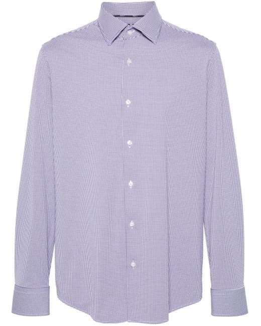 Boss Purple Check-Pattern Long Sleeve Shirt for men