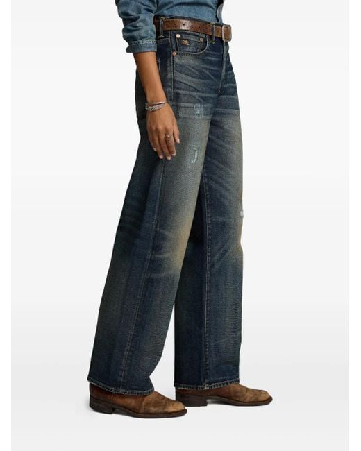 RRL Blue Distressed-Effect Jeans
