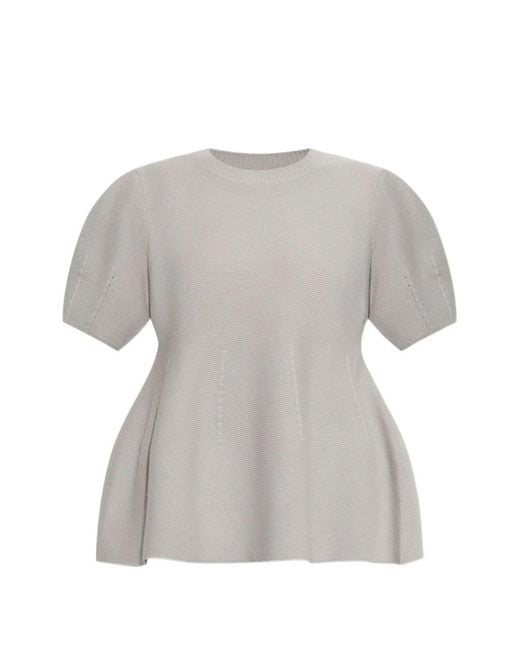 Lisa Yang Gray Mella Puff-Sleeve Top